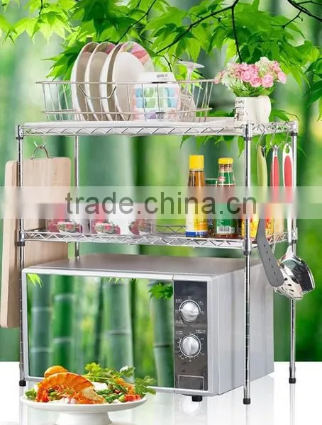 Factory Portable Metal Microwave Shelf Stand Rack Folding Corner Kitchen Shelf photo-2