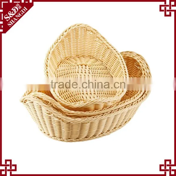 S&D Handmade pp Rattan Round Bread Wicker Fruit Basket photo-4