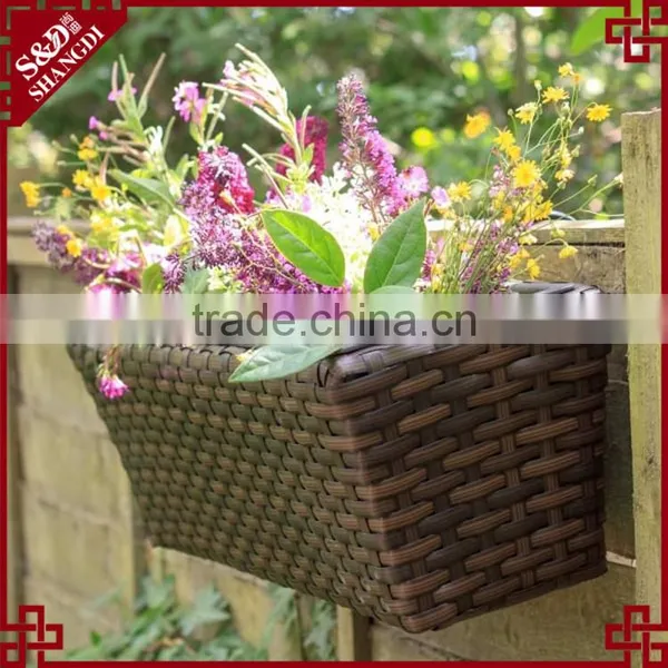 Wall Mounted Long Flower Pot Plastic Rattan Rectangular Planter Box photo-2