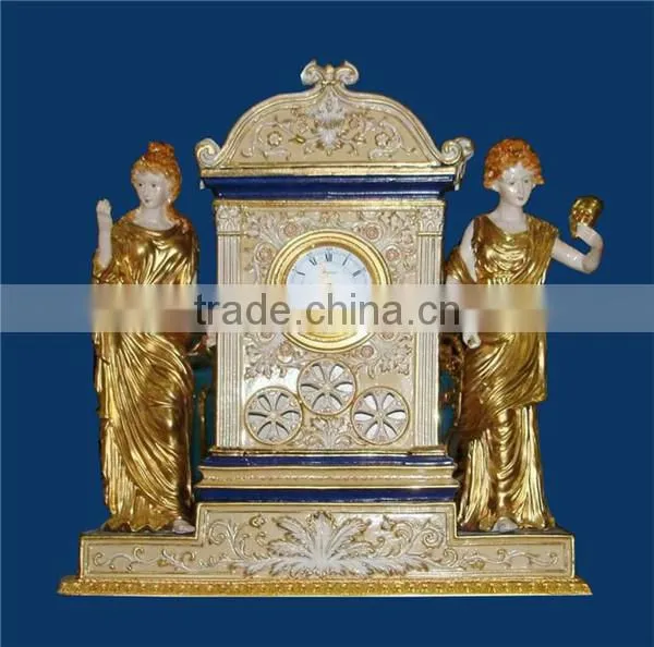 Gothic Architectual Style Ceramic Table Clock, Antique Hand Painted European Table Clock, Brass Mounted Table Clock photo-3
