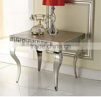 B2168 Stainless Steel Frame Coffee Table With White Marble Top photo-3