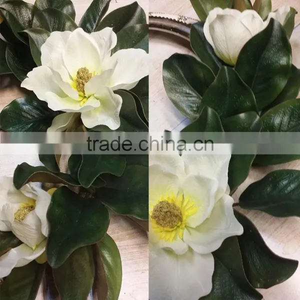 Top Quality Window Display Decorative Artificial Magnolia Wreath photo-3
