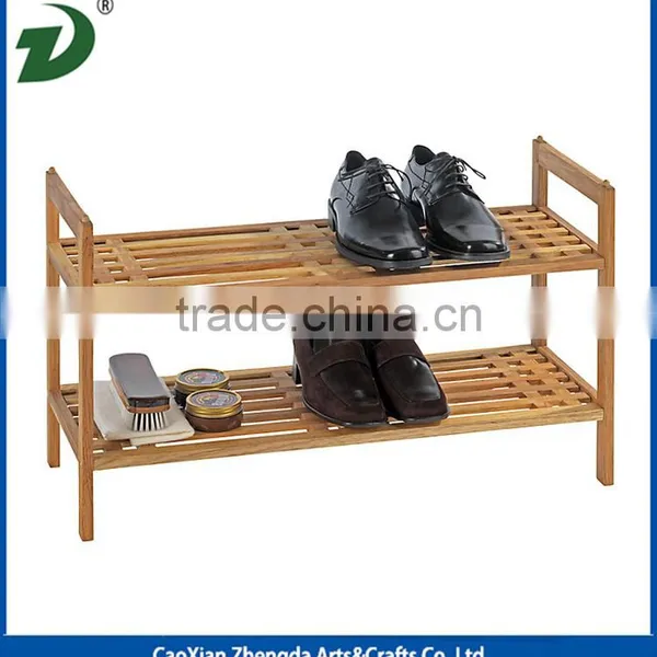 High Quality 2 Tiers Wooden Shoe Rack photo-4