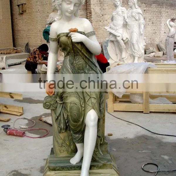 Stone Outdoor Garden White Marble Lady Pouring Water Fountain photo-3