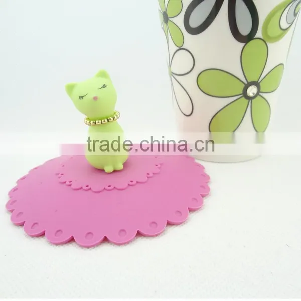 Food Grade Silicone Rubber Anti-dust Airtight Seal Silicone Drink Cup Lids With Cat Head Shape photo-3