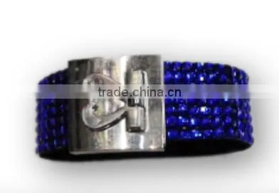 Hot Sale Gift Leather With Crystal Gem Decoration, Bracelet With Zinc Alloy Locking Part, photo-2