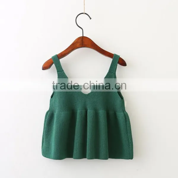 Wholesale Child Knit Pattern Kids Sleeveless Cotton Vest the Spaghetti Straps Sweater Dress photo-2