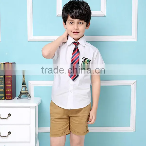 Custom Primary School Shirt /Short Skirt And Pants For Children Summer School Uniform photo-4
