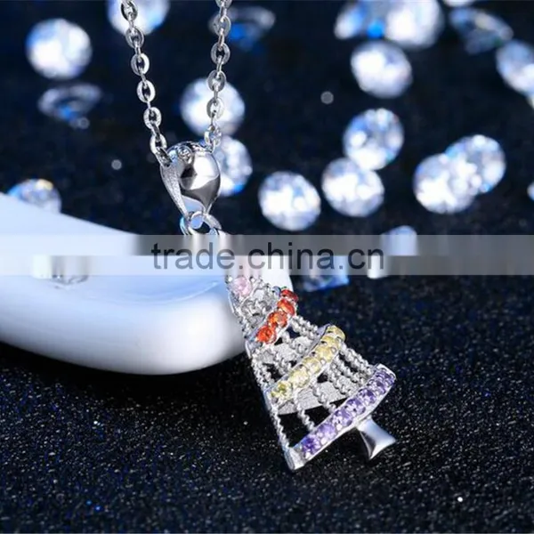 Fashion Jewelry Charm Pendant 925 Sterling Silver CZ Christmas Tree Pendant photo-4