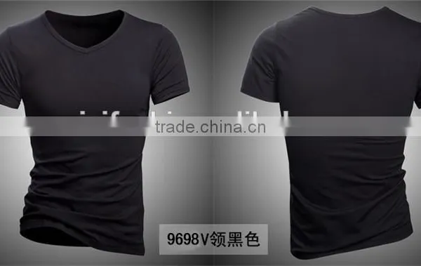 Wholesale Comfort Super Soft V-neck Blank Cheap Men Fitted 100% Preshrunk Combed Cotton T-shirts photo-6