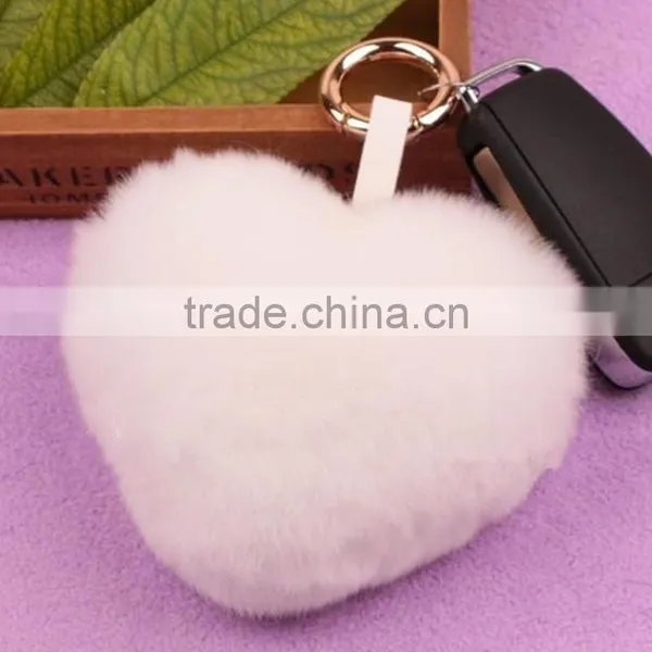 Myfur Korea Style High Quality Rex Rabbit Fur Heart Pattern Keychain Bag Charm Car Pendant Accessory photo-4
