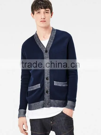 Man Basic v Neck Button up Thin Knitted Sweater Cardigan With Best Quality photo-2