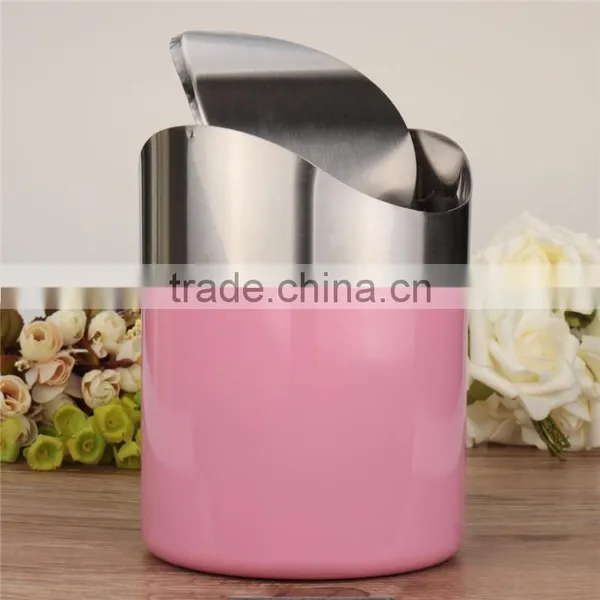 Hot Sale Top Quality Stainless Steel Trash Bin 1.5L Mini Car DustBin Swing Lid Kitchen Worktop Waste Rubbish Trash Can 4 Colors photo-6