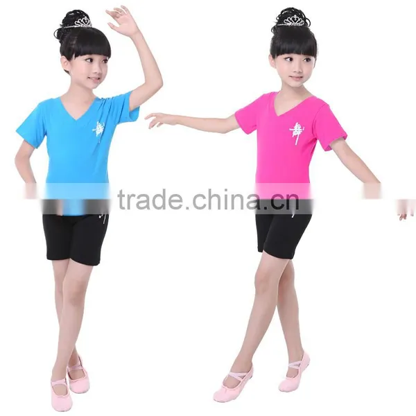 2016 OEM V-Neck Pink Boys Kids Gymnastic Dance Costumes For Girls photo-3