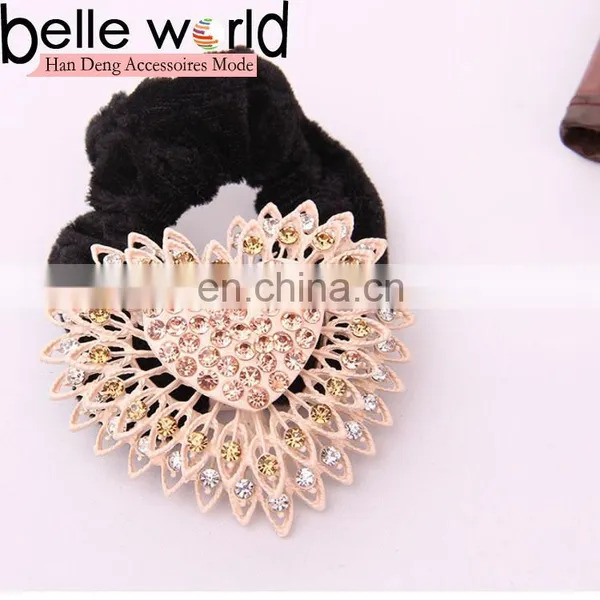 Fashion High Elasticity Heart-shape Rhinestone Fabric Hair Band photo-3