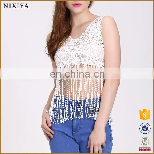 Latest Women Fashion Tank Top Sexy Lace Crop Top photo-2