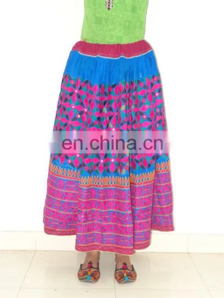Banjara Skirt - Cotton OLD Work Skirt Tribal Ethnic Skirt - Gypsy Kutch Embroidered Skirt Rabari Embroidered Skirt Wrap Lehenga photo-3