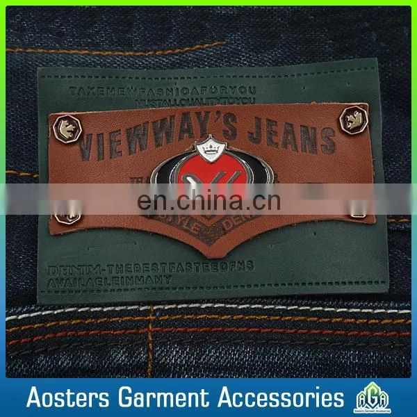 Customized pu Garment Label Clothing Jeans Mental Faux Leather Label