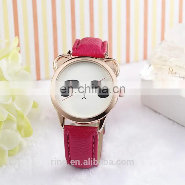 Wholesale Fashion Jewelry Lovely Panda Face Leather Watches photo-3
