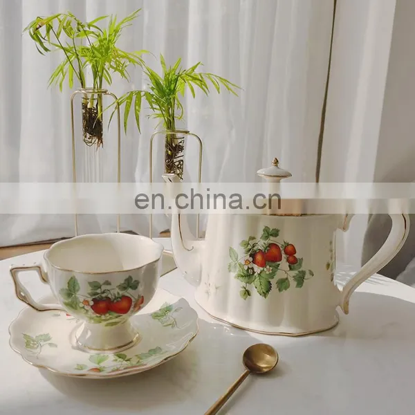 Custom English Gold Luxury Afternoon European Style Ceramic Porcelain Tea and Coffee Cup Pot Gift Set photo-4
