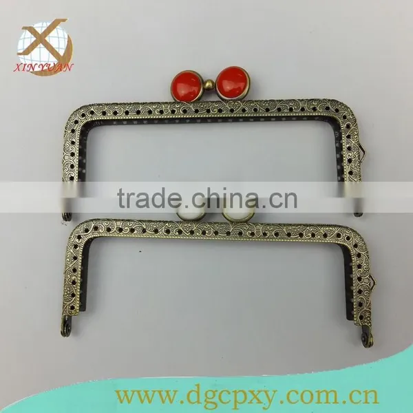 12.5*5cm Antique Brass Bags Metal Frame With Red Gems photo-3