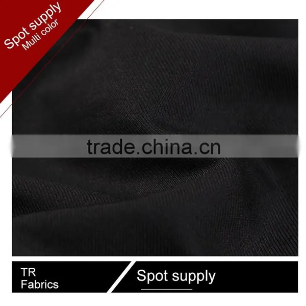 430Gsm (30+25)*32+40D Cheap Twill Black TR Suit Fabric for Man's Garment