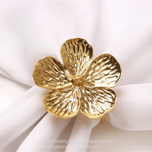 Wholesale White Flower Napkin Rings Table Decoration Reusable Metal Napkin Rings Wedding Party photo-4
