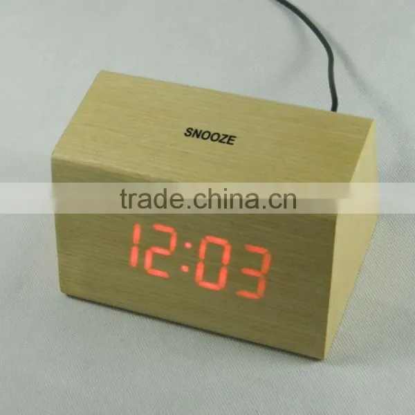 WL1226T Hot Sale Nature Wood Sensor Touch Table Clock photo-5