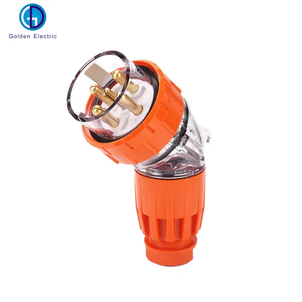 Orange Angled AU Standard Industrial Waterproof Plug, Heavy Duty 90 Degree Elbow Electrical Plug Connector photo-5