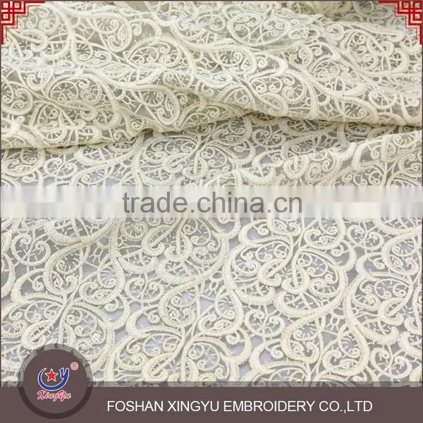 Latest Fashion Top Quality 3d Embroidery White QMilch Embroidered Organza Fabric for Women Cloth photo-3