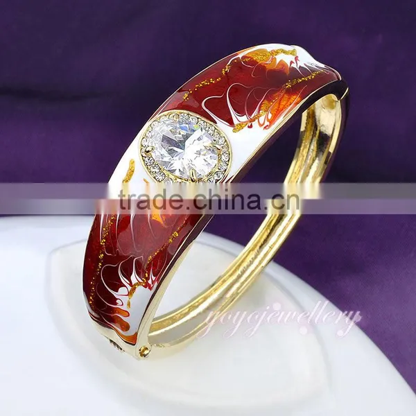 Red Enamel Female Fashion Fake Gold Hot Selling Sex Bangle photo-3
