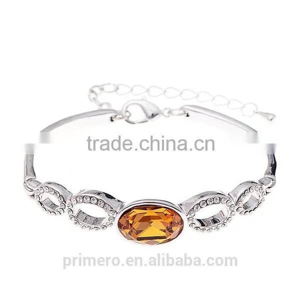 New Design Oval Austrian Crystals 18k Platinum Plated Bracelet Bangle Jewelry Gifts photo-3