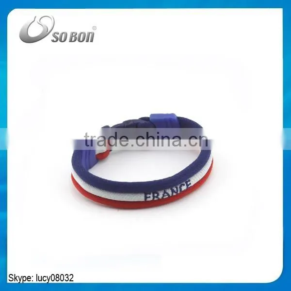 Wholesale Ajustable Wire Country Flags Silicone Bangle Man Hand Bracelet photo-3