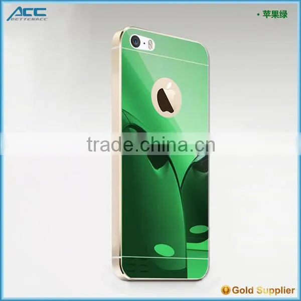 2015 Popular High Quality Front+Back Metallic Plating Color Tempered Glass Screen Protector for IPhone 5 5s