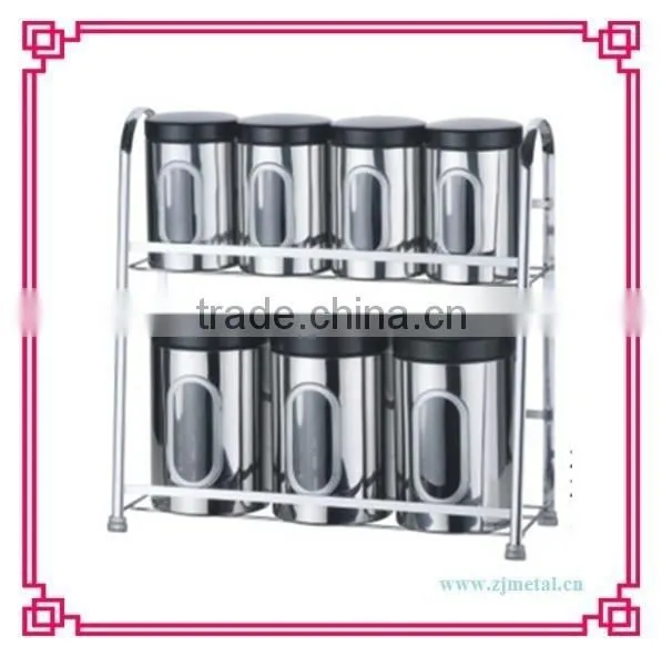 Stainless Steel 7pcs Canister With 2floor Rack