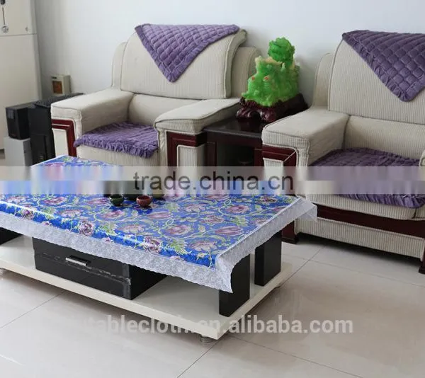 Gold Coatedand Printed Transparent Pvc Tablecloth