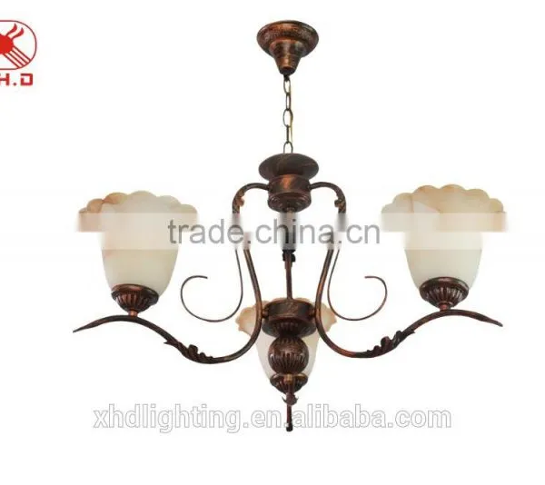 Retro Chandelier Pendant Light With Ivory Flower Glass Lamp Shade in Coozen Factory photo-2