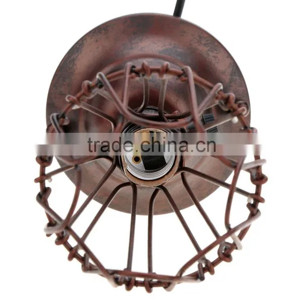 Vintage Retro Pendant Lights LED Lamp Metal Cube Cage Lampshade Lighting Hanging Light Fiture With LED E27 Bulb photo-6