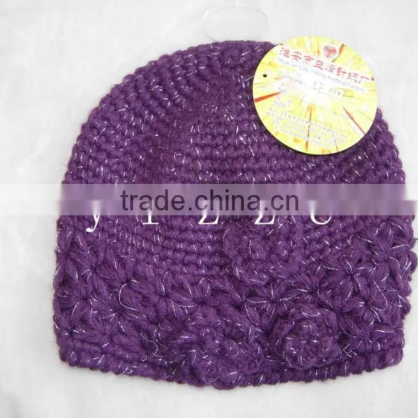 Winter Kniting Hats,crochet Hats With Beautiful Flower