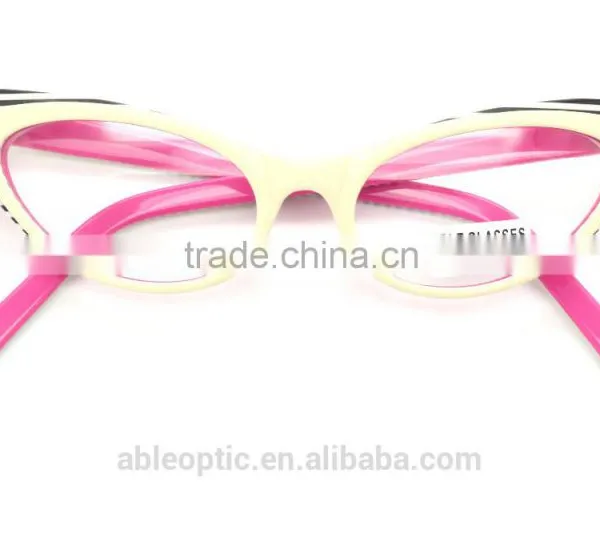 UNIQUE Fox Eye Shape Fashion Design Student Acetate Hand Made Spectacles Optical Frames Eyewear Eyeglasses With Diamond photo-2