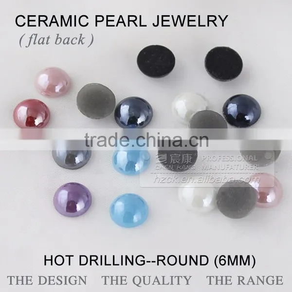 Wholesale Hotfix Flat Back Pearl 6mm Ceramics Pearl Beads & Hot Fix Rhinestone Factory Direct on Sales