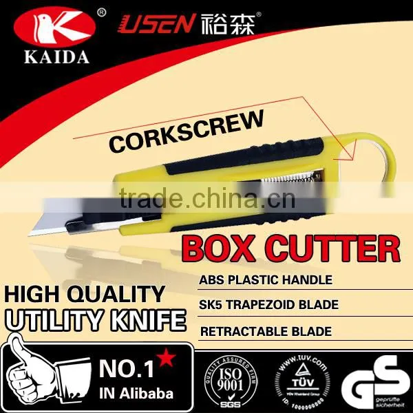 Stationery Cutter Auto Retractable Safety Box Trapezoid Blade Plastic With Rubber Grip Handle Cutter photo-3