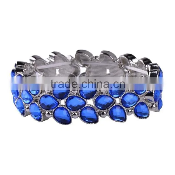 Free Sample 2016 New Design Silver Tone Acrylic Stones Women Bangle Bracelet photo-5
