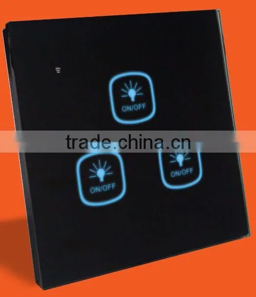 Beautiful LED Panel Touch Switch Wall Switch 3gangs Tempered Glass