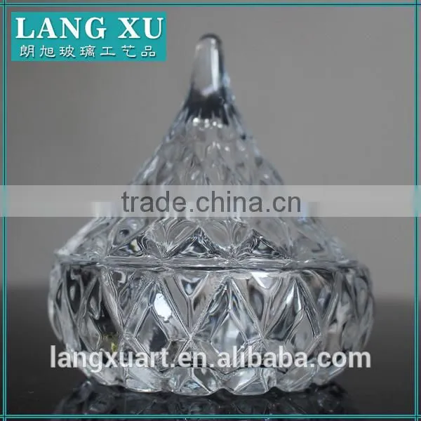 LX-T100 Factory Wholesaler Crystal Glass Kiss Shaped Fancy Glass Jars With Lids photo-2