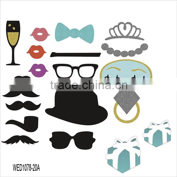 22pcs Wedding Birthday Party Supply Fun Mustache Lip Tie Glasses Hat On A Stick DIY Photo Booth Props photo-4