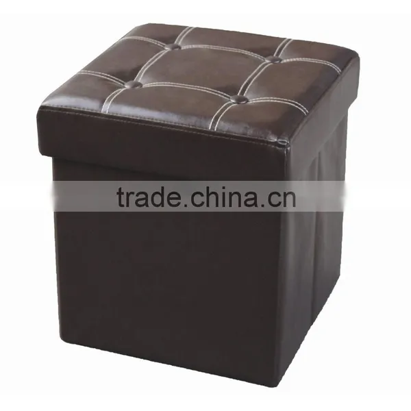 Purple Leather Ottoman photo-4