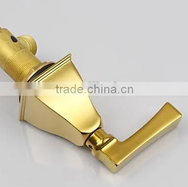 Modern Widespread Bathroom Three Holes Sink Faucet in Gold With Double Handles photo-3