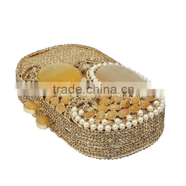 New Agate Gold Crystal Clutches Party Stone Evening Clutch Hard Shell Evening Clutch (88186A-G) photo-2