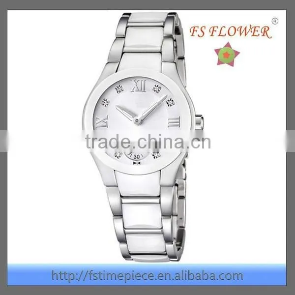 High Grade Fashion Womens Steel Between Ceramic Diamond Dial Watch photo-3